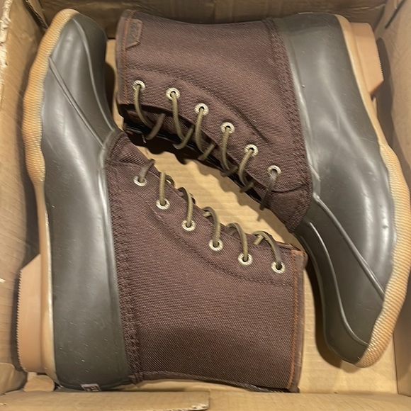 Sperry Men’s Saltwater Top Sider Duck Boots Brown NEW - Picture 10 of 12